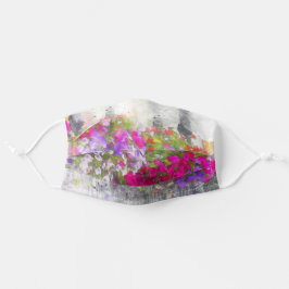 Mascarilla De Tela Flores suizas moradas rosadas