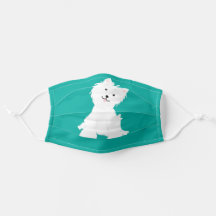 Fondo turquesa con perro blanco