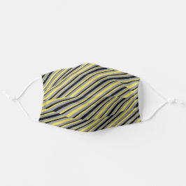 Mascarilla De Tela Gris amarillo y negro diagonalmente rayado