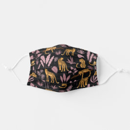 Mascarilla De Tela Leopardo con patrón de hojas tropicales