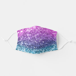 Mascarilla De Tela Modelo de sirena de Purpurina rosa azul brillante