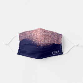 Mascarilla De Tela Monograma Glam Elegant, Purpurina de la Marina Ros