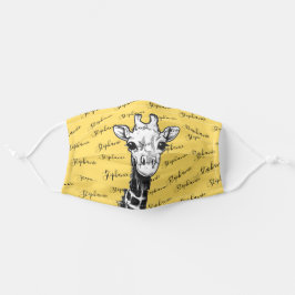Mascarilla De Tela Nombre personalizado jirafa amarilla