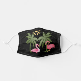 Mascarilla De Tela Paraíso tropical, flamencos bajo palmeras