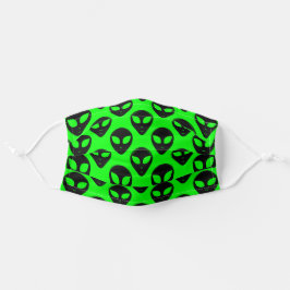 Mascarilla De Tela Patrón de cabeza alienígena Neón negro verde