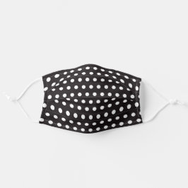 Mascarilla De Tela Patrón de puntos de polka blanco negro moderno par