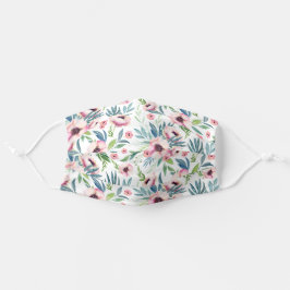 Mascarilla De Tela Patrón floral de primavera rosa