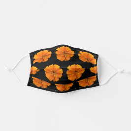 Mascarilla De Tela Patrón Marigold naranja en negro