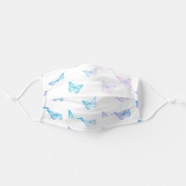 Mascarilla De Tela Patrón mariposa Azul Púrpura Azul Blanco