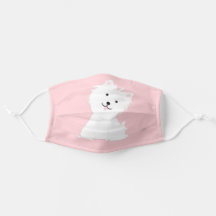 Perro blanco con fondo rosado