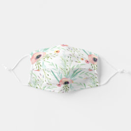 Mascarilla De Tela Rosa Pastel y Floral Primavera Coral