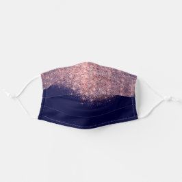 Mascarilla De Tela Rosa Purpurina de la Marina Azul Efecto Glam Elega