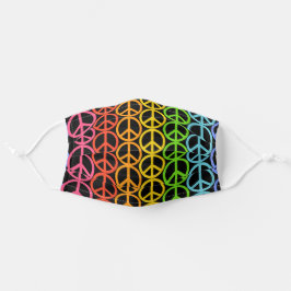 Mascarilla De Tela Signo de paz - Arcoiris hippie. Brillante