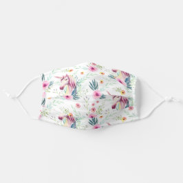 Mascarilla De Tela Unicornio floral elegante de primavera