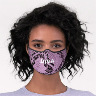 Mascarilla Premium DIVA Piel de serpiente púrpura Imprimir máscara de