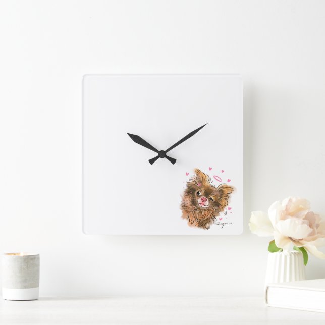Mascota Adorable - temática Reloj de pared cuadrad (Hogar)