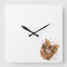 Mascota Adorable - temática Reloj de pared cuadrad