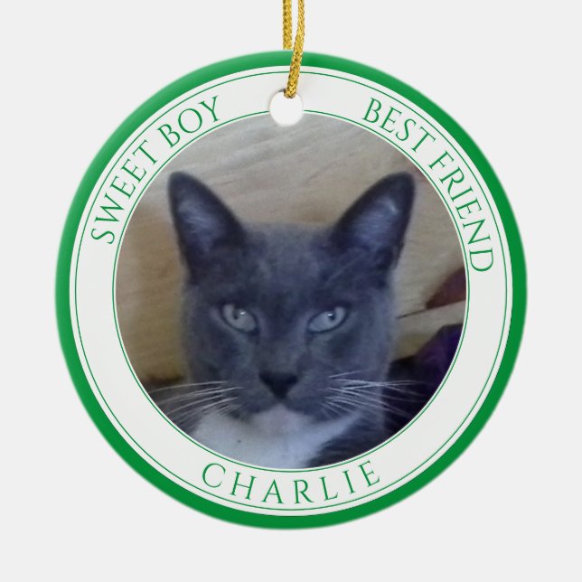 MASCOTA AMOR Ornamento de Círculo Cerámico + Texto (Frente)