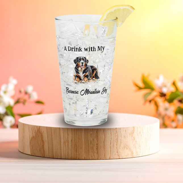 Mascota Bernera Acuarela Personalizar (Elegant Personalized Glass,)