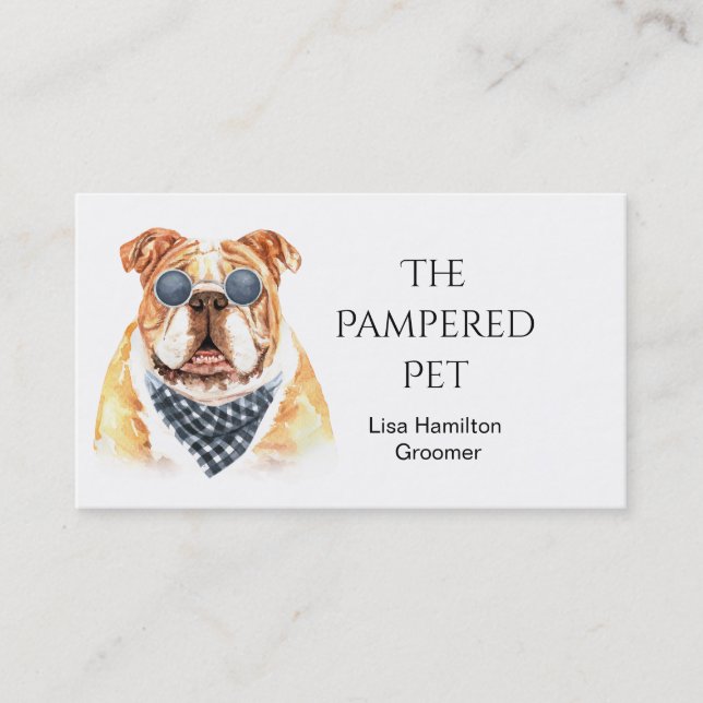 Mascota de bulldog Groomer/Vet/Sitters Tarjeta de  (Anverso)