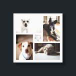 Mascota de familia Personalizado cuadrado - Lienzo<br><div class="desc">Captura los recuerdos del año en una huella cuadrada de personalizable con cuatro de tus fotos,  nombre y año mascota favoritos.</div>