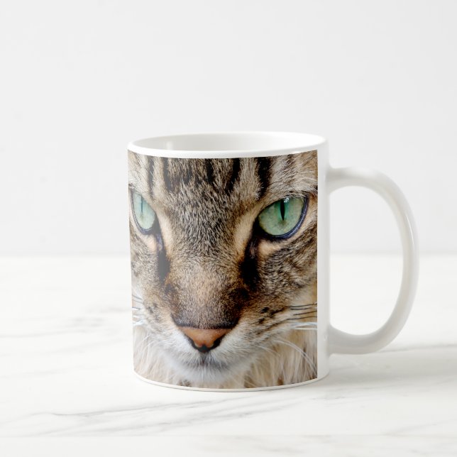 Mascota de Gato Ojo Verde Taza de tazas para café (Derecha)