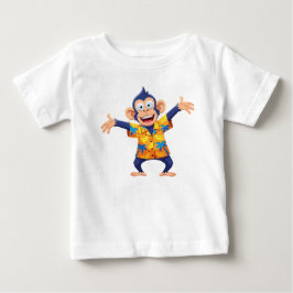 Mascota de mono con camisa hawaiana tropical