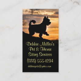 Mascota de perro y tarjetas de negocios para senta