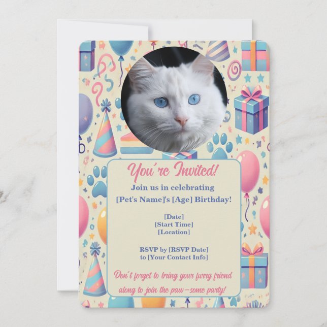 Mascota de personalizable Invitación de cumpleaños (Anverso)