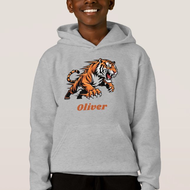 Mascota de Tigre Saltando Dinámico  (Anverso)