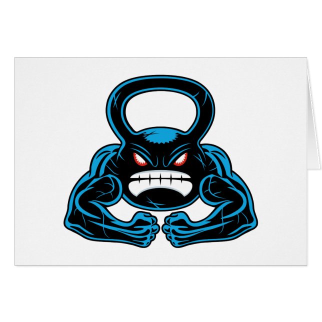 mascota enojada muscular del kettlebell (Anverso (Horizontal))