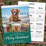 Mascota Foto 2025 Calendario Feliz Navidad<br><div class="desc">¡Te Alegramos Una Feliz Navidad! Envíe saludos lindos y divertidos de vacaciones con esta tarjeta de festividad súper adorable personalizado mascota y calendario 2025. Feliz Navidad deseos del perro con hermosas huellas de pata en un divertido diseño moderno de collage de fotos. Añade las fotos de tu perro o de...</div>