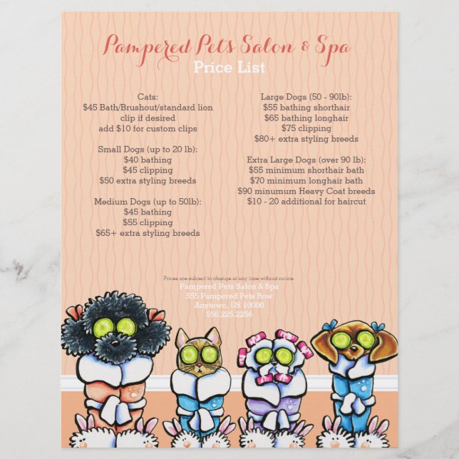 Mascota Groomer Spa Perros Robos de gato Hoja de p (Frente)