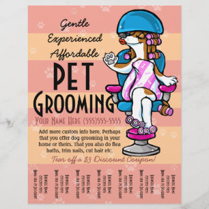 Mascota Grooming. Personalizable Hoja promocional