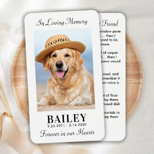 Mascota Memorial mejor tarjeta de oración de fotos