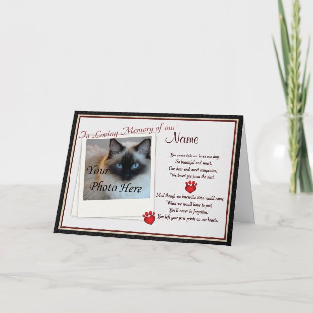 Mascota Memorial Paw Imprime Invitación - Gato de  (Anverso)
