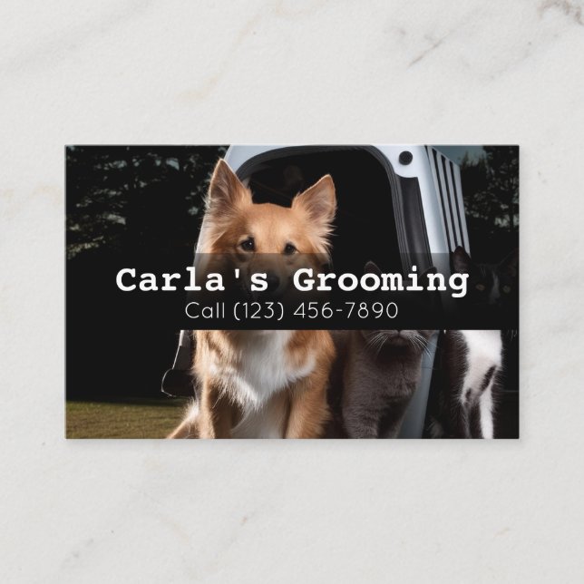 Mascota móvil de tarjetas profesionales Grooming (Anverso)