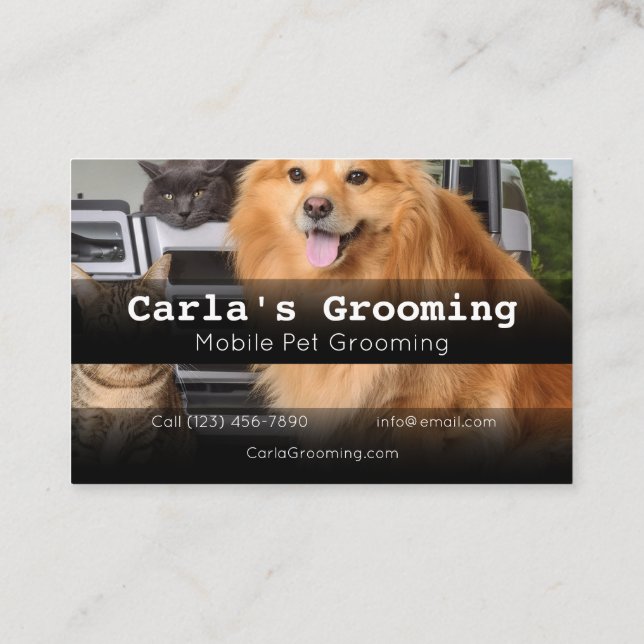 Mascota móvil de tarjetas profesionales Grooming (Reverso)