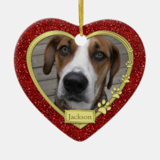Mascota Perro Memorial Foto Ornamento de Navidad -