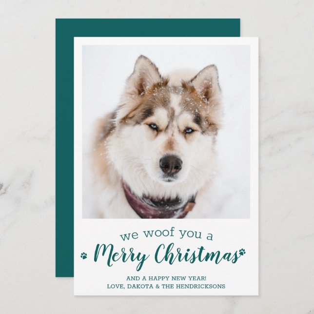Mascota personalizado Foto Feliz Navidad Del Perro (Anverso / Reverso)