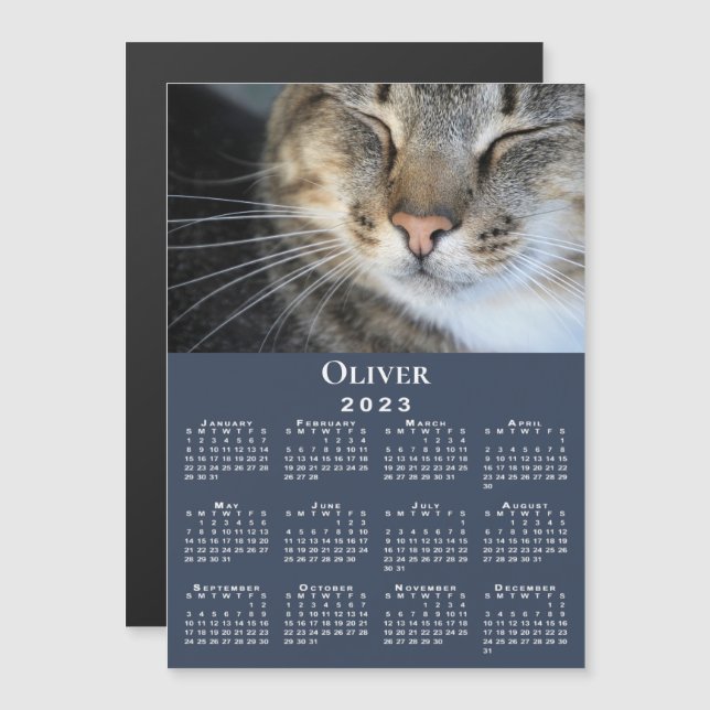 Mascota personalizado Foto Nombre 2023 Calendario  (Anverso/Reverso)