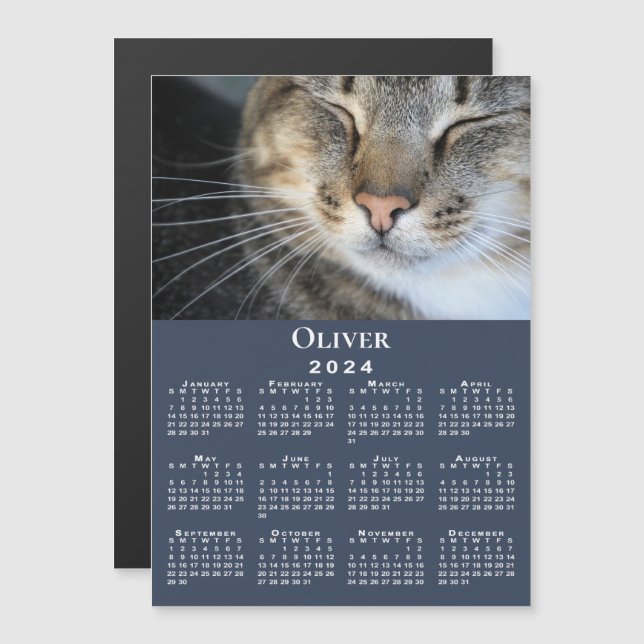 Mascota personalizado Foto Nombre 2024 Calendario  (Anverso/Reverso)