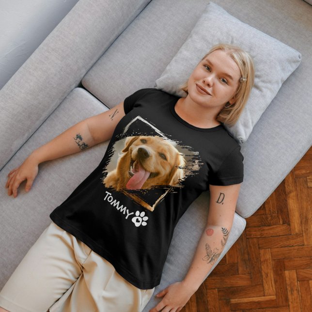 Mascota personalizado foto y nombre camiseta con T (Custom Pet Photo & Name T-Shirt with Modern Typography)