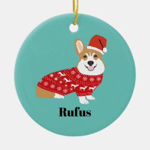 mascota personalizado nombre corgi navidad adorno