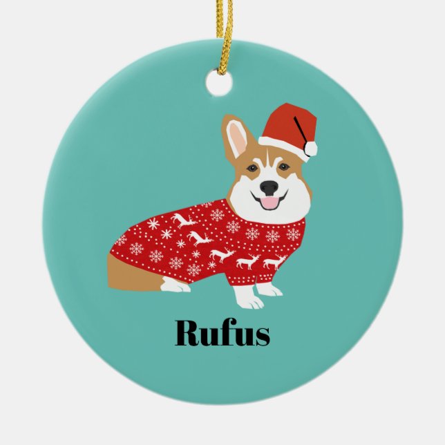 mascota personalizado nombre corgi navidad adorno (Frente)