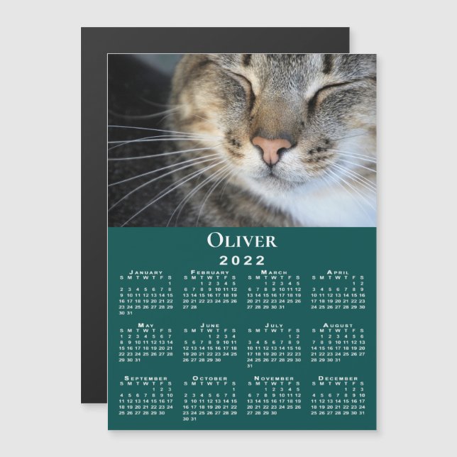 Mascota personalizado Nombre de foto 2022 Calendar (Anverso/Reverso)
