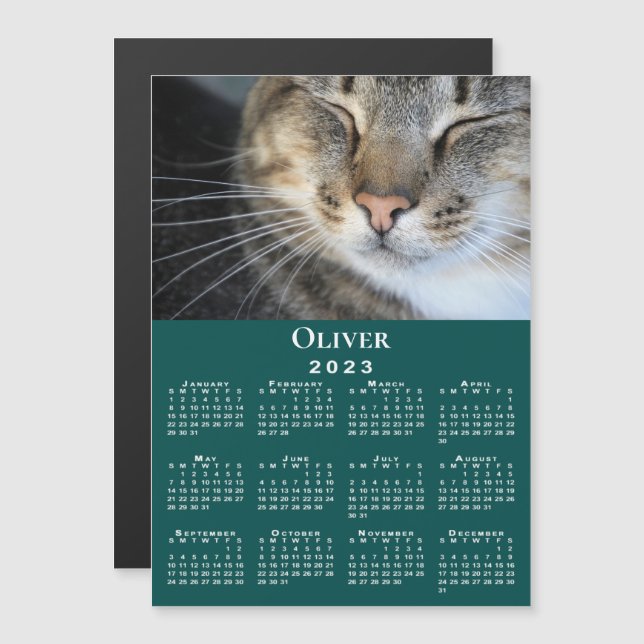 Mascota personalizado Nombre de foto 2023 Calendar (Anverso/Reverso)