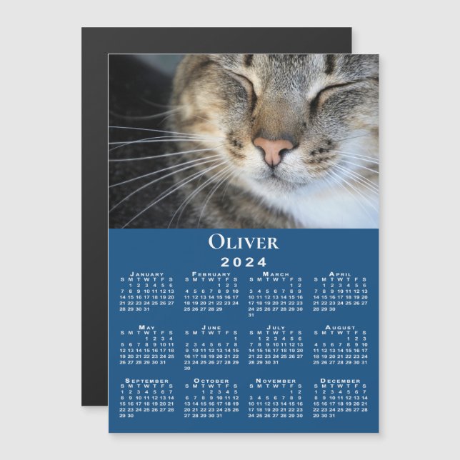 Mascota personalizado Nombre de foto 2024 Calendar (Anverso/Reverso)