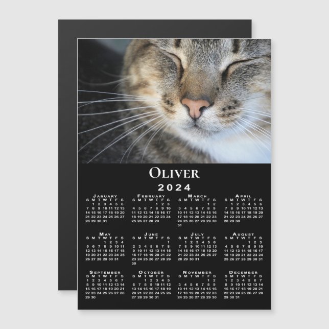 Mascota personalizado Nombre de foto 2024 Calendar (Anverso/Reverso)