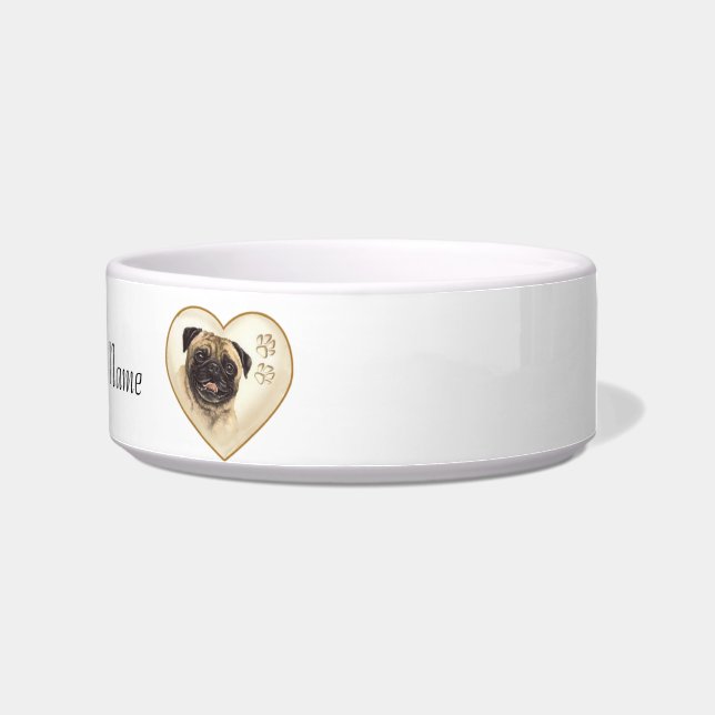 Mascota PUG Bola de agua para perros o plato de co (Derecha)